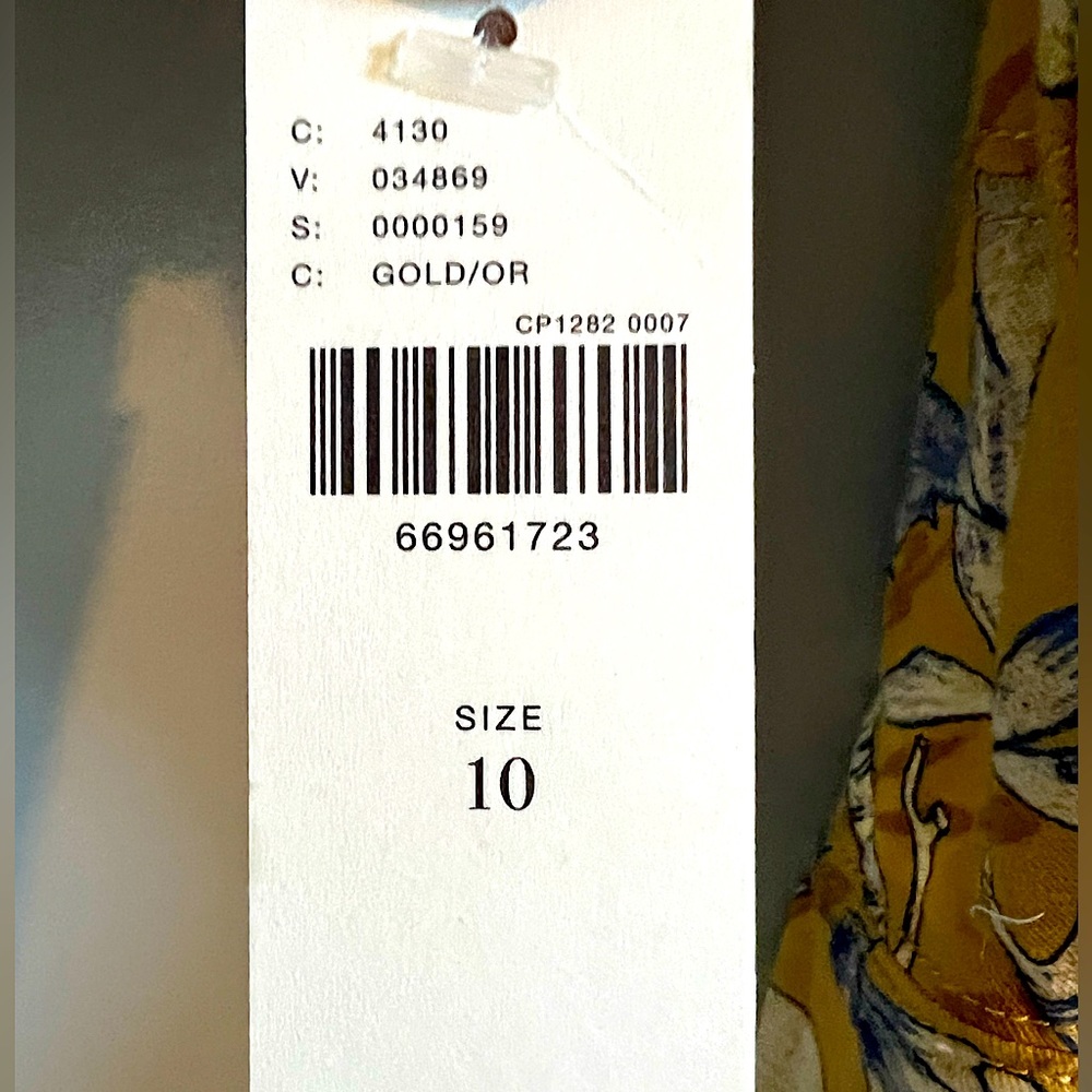 Tie-back Utility Mini dress - size 10 in gold floral from anthropology